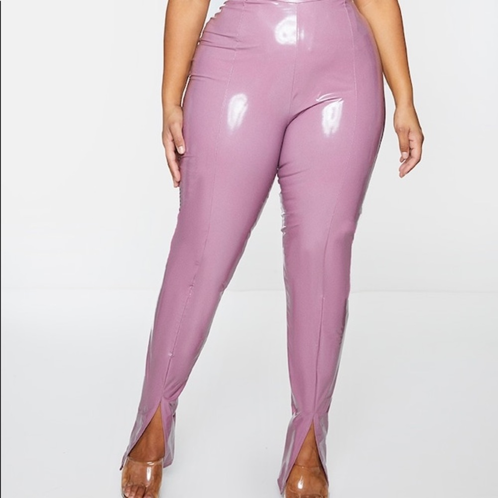 PLT SPLIT HEM LEATHER PANTS